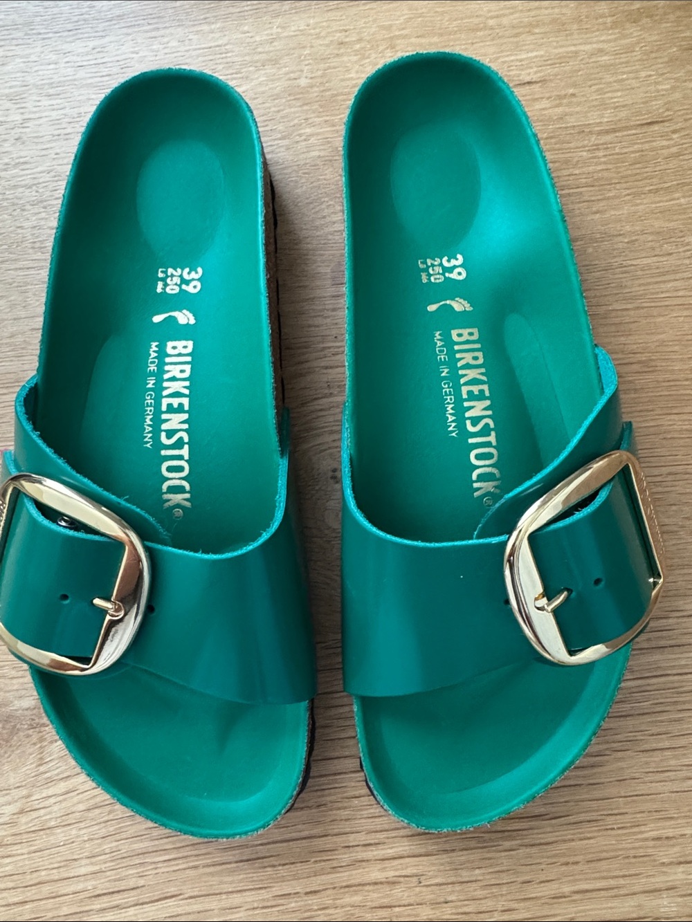 NEW Birkenstock Madrid Big Buckle Natural Leather Patent Sandals Size 39 - Picture 8 of 9
